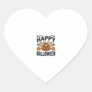 Happy Halloween Pumpkin Vintage Engraving Design_1 Heart Sticker