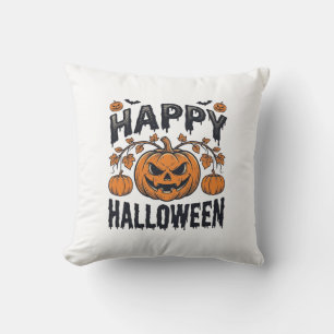 Happy Halloween Pumpkin Vintage Engraving Design_1 Throw Pillow