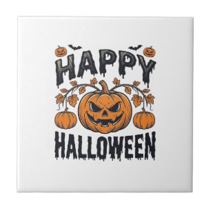 Happy Halloween Pumpkin Vintage Engraving Design_1 Tile