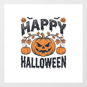 Happy Halloween Pumpkin Vintage Engraving Design_1 Window Cling