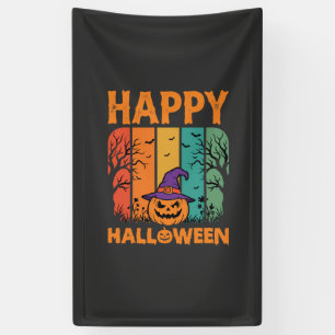 Happy Halloween Pumpkin Vintage Vector Banner