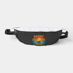 Happy Halloween Pumpkin Witch Hat Full Moon Bats Fanny Pack