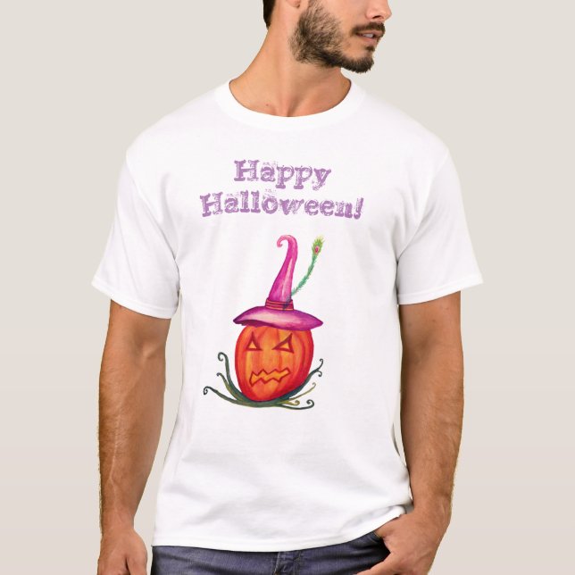 Happy Halloween Pumpkin Witch  T-shirt (Front)