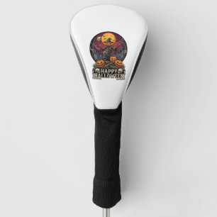 Happy Halloween Pumpkin Wizard Graveyard Full Moon Golf Head Cover