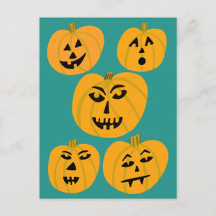 HAPPY HALLOWEEN Pumpkins Jack-O-Lanterns Postcard