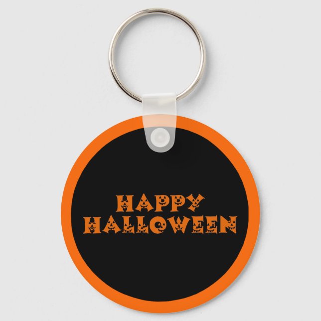 Happy Halloween Pumpkins Keychain (Front)