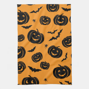 Happy Halloween Pumpkins Kitchen Towel