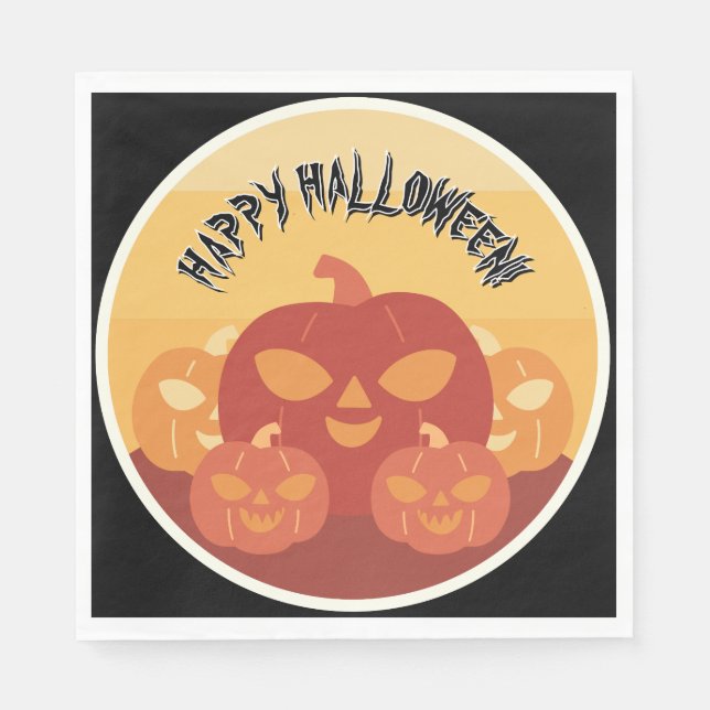 Happy Halloween! Pumpkins Paper Napkin (Front)