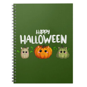 Happy Halloween pumpkins white Notebook