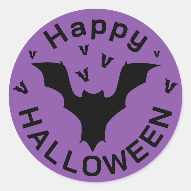 happy halloween purple classic round sticker (Front)