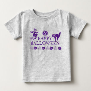 Happy Halloween purple grey spooky costume Baby T-Shirt