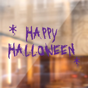 Happy Halloween purple scary spooky decor Window Cling