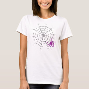 Happy Halloween, Purple Spider, Spiderweb Shirt