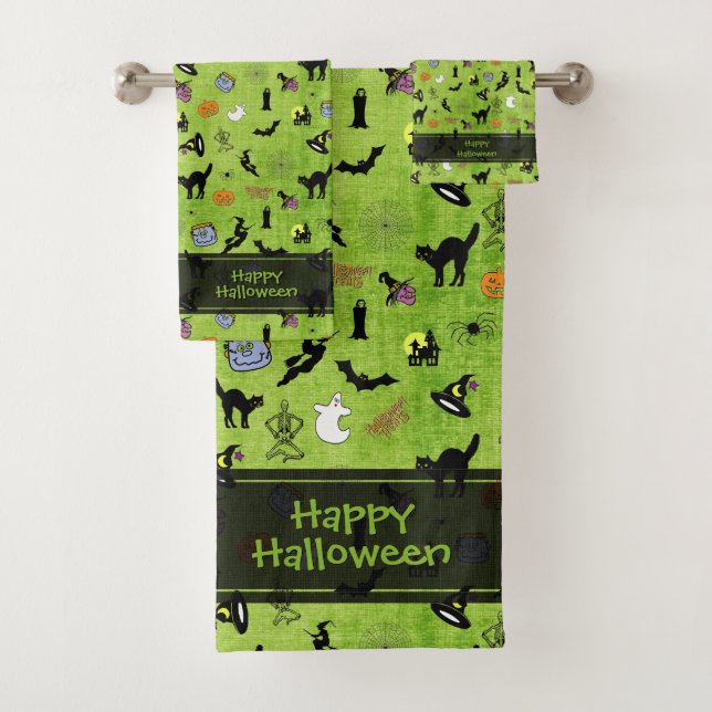Happy Halloween Random Iconic Motif Green BG (En situation)