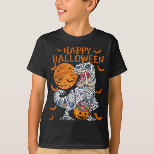 Happy Halloween Retro Dinosaur Pumpkin Mummy T-Shirt