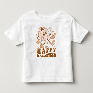 Happy Halloween  Retro Polka Dot Pumpkin Toddler T-shirt