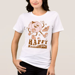 Happy Halloween Retro Polka Dot Pumpkin Tri-Blend Shirt