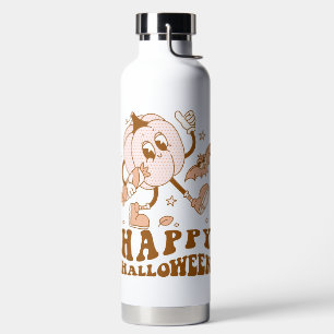 Happy Halloween  Retro Polka Dot Pumpkin Water Bottle