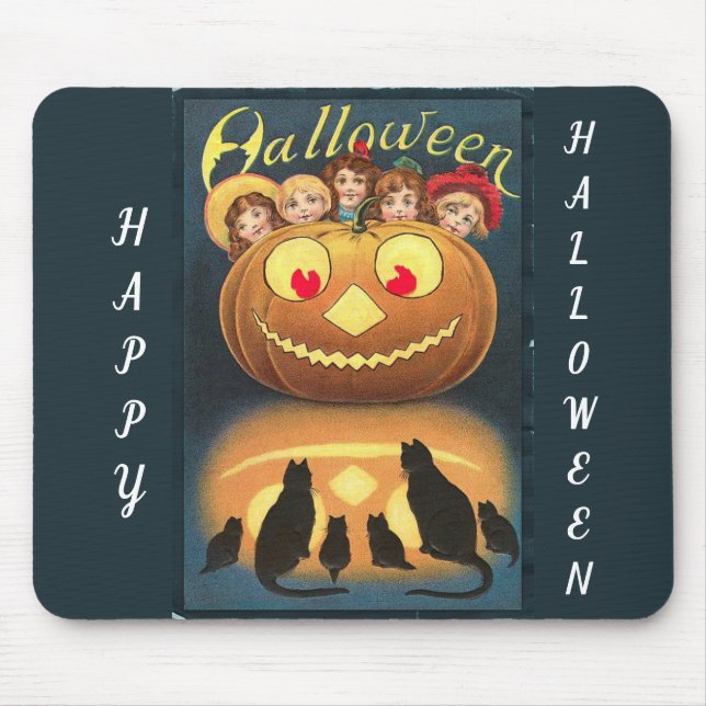 Happy Halloween Retro Poster Mouse Pad (Front)