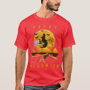 Happy Halloween Retro Vintage Witch Drive A Stick T-Shirt