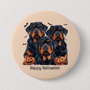 Happy Halloween Rottweiler Dogs Jack O Lantern 3 Inch Round Button