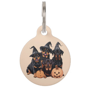Happy Halloween Rottweiler Dogs Jack O Lantern Pet Tag