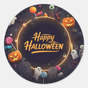 "Happy Halloween" Round  Classic Round Sticker