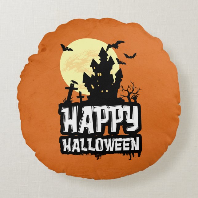Happy Halloween Round Pillow (Front)