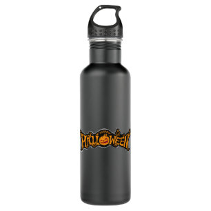 Happy Halloween Ruby Eye Pumpkin Silver Frame 710 Ml Water Bottle