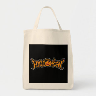 Happy Halloween Ruby Eye Pumpkin Silver Frame Tote Bag