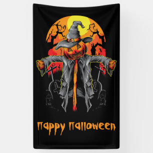 Happy Halloween Scarecrow  Banner