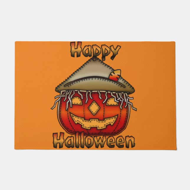 Happy Halloween Scarecrow Jack Doormat (Front)