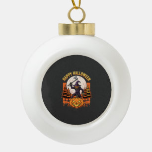Happy Halloween Scarecrow Jack O Lantern Vector Ceramic Ball Christmas Ornament