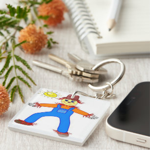 "HAPPY HALLOWEEN" SCARECROW KEYCHAIN