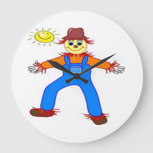 "HAPPY HALLOWEEN" SCARECROW LARGE CLOCK