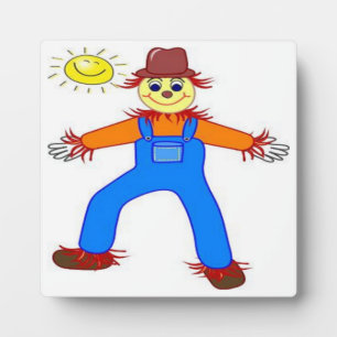 "HAPPY HALLOWEEN" SCARECROW PLAQUE