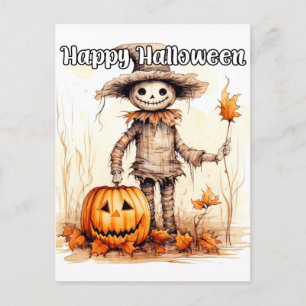 Happy Halloween Scarecrow Postcard