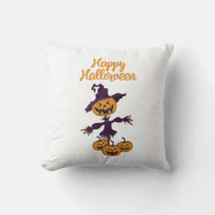 Happy Halloween Scarecrow Throw Pillow