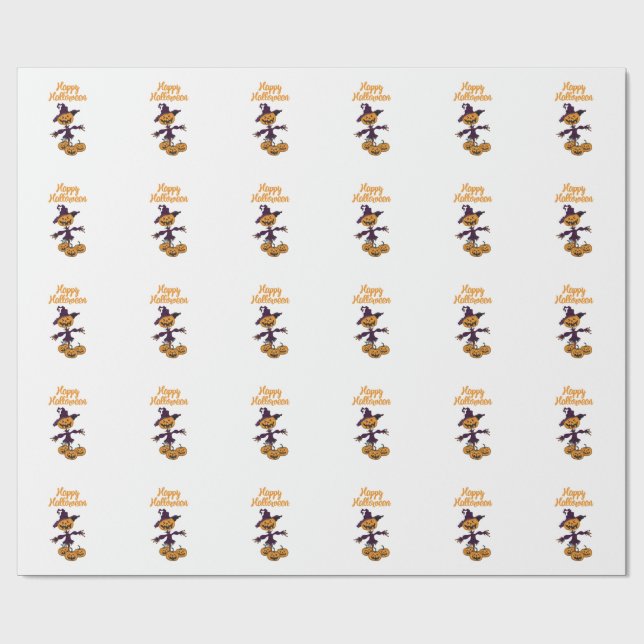 Happy Halloween Scarecrow Wrapping Paper (Flat)