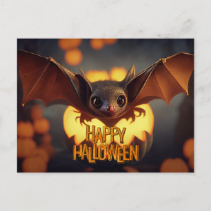Happy Halloween Scary Bat Postcard