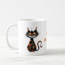 Happy Halloween Scary Black Cat Coffee Cocoa Mug
