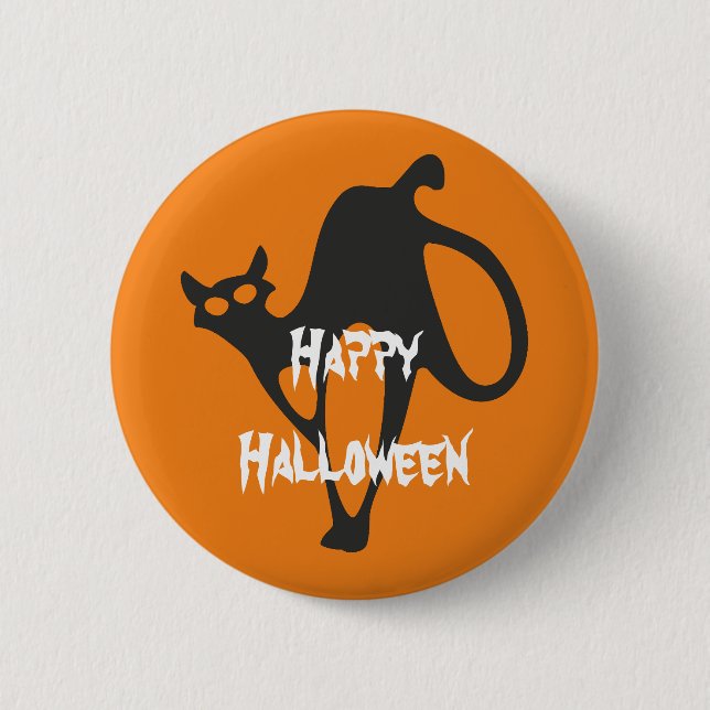 Happy Halloween Scary Cat 2 Inch Round Button (Front)