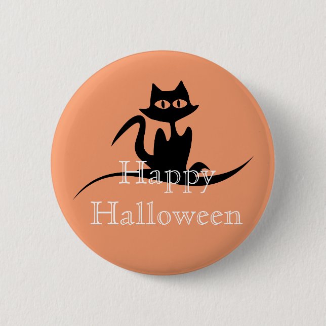 Happy Halloween Scary Cat 2 Inch Round Button (Front)
