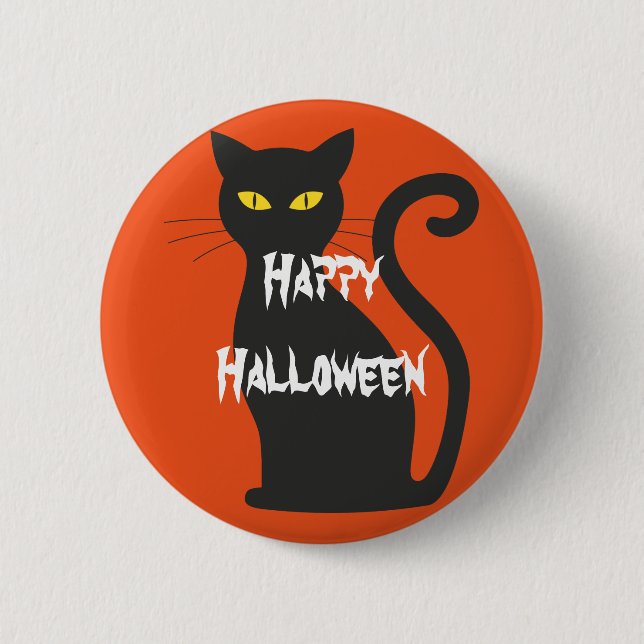 Happy Halloween Scary Cat 2 Inch Round Button (Front)