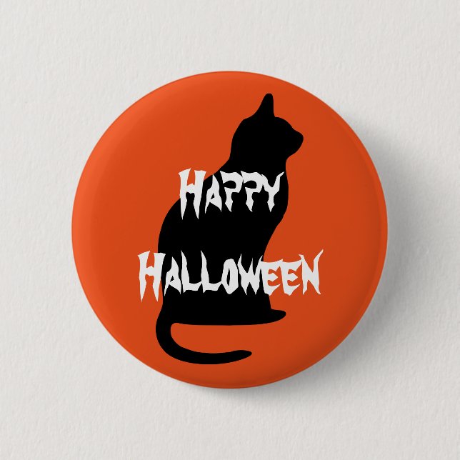 Happy Halloween Scary Cat 2 Inch Round Button (Front)