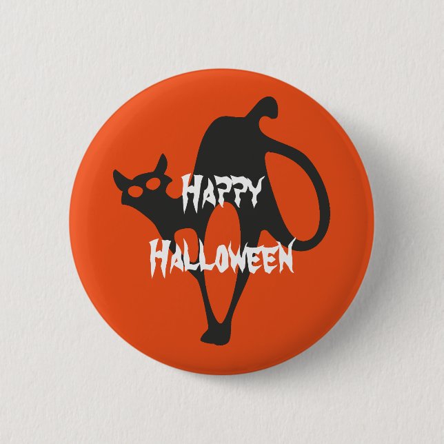 Happy Halloween Scary Cat 2 Inch Round Button (Front)