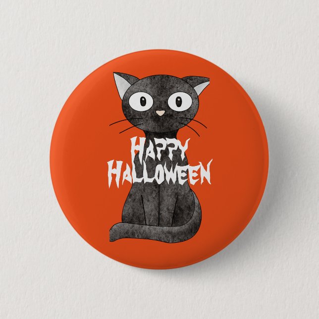 Happy Halloween Scary Cat 2 Inch Round Button (Front)