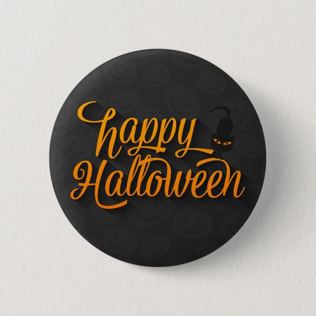 Happy Halloween Scary Cat Button (Front)