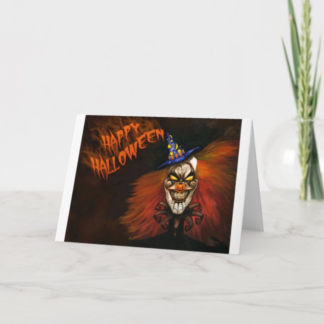 Happy Halloween Scary Clown Card (Front)