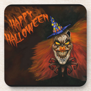 Happy Halloween Scary Clown Coaster